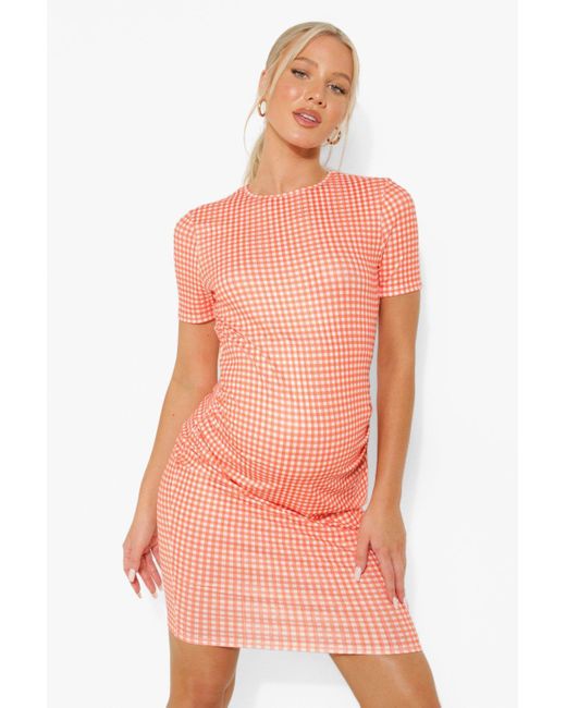 boohoo maternity pink dress