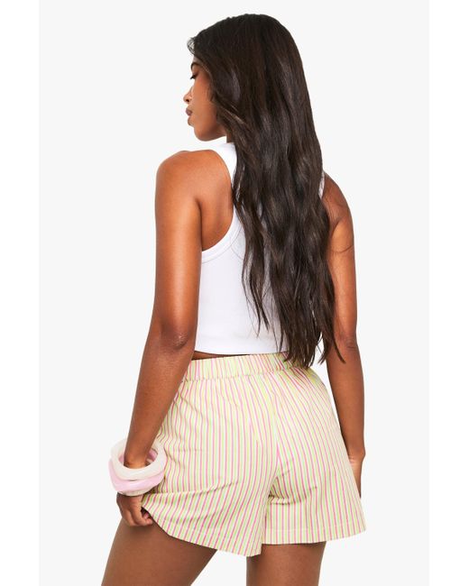 Boohoo White Beach Poplin Stripe Boxer Shorts