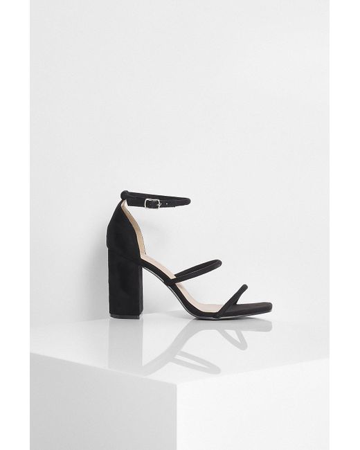 three strap block heel sandals