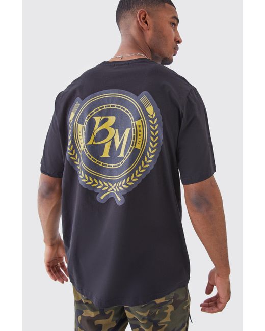 BoohooMAN Blue Tall Oversized Bm Back Print T-shirt for men