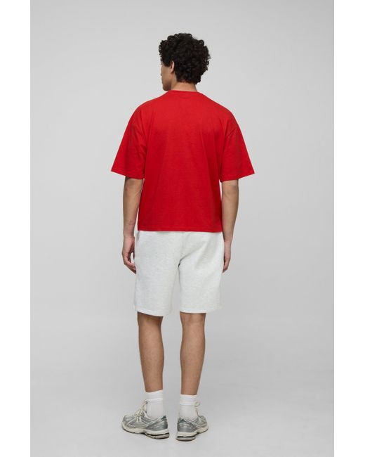 Hombre. Camiseta Oversize Recta Con Cuello Extendido Boohoo de color Red