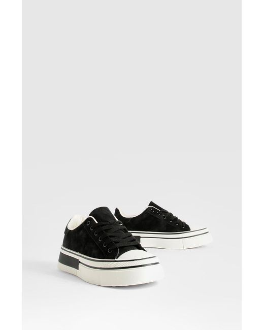 Boohoo Black Chunky Low Top Lace Up Trainers