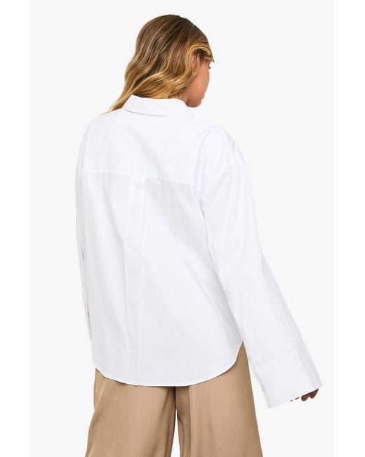 Boohoo White Cotton Wide Sleeve Oversized Shirt