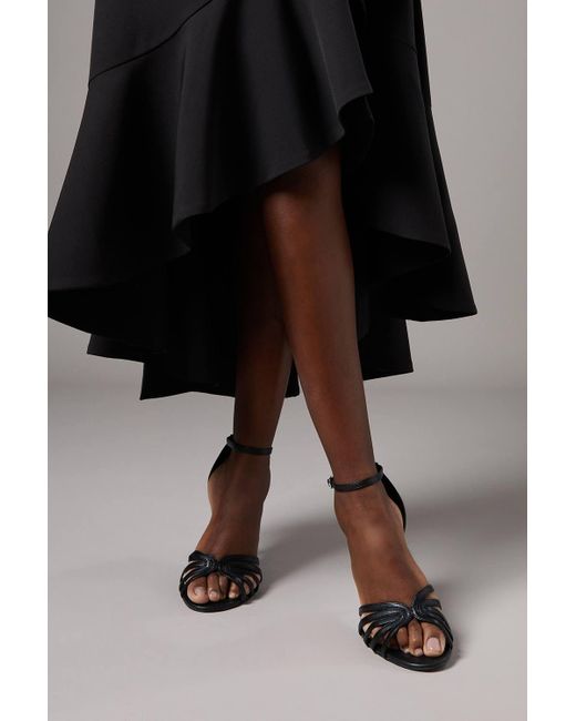 Coast Black Wide Fit Tilda Faux Leather Lattice Front High Heel Sandals