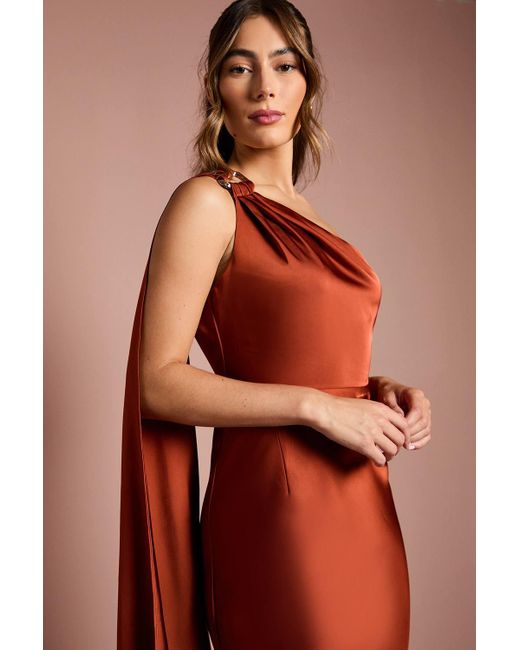 Coast Multicolor One Shoulder Satin Maxi Bridesmaid Dress With Trim