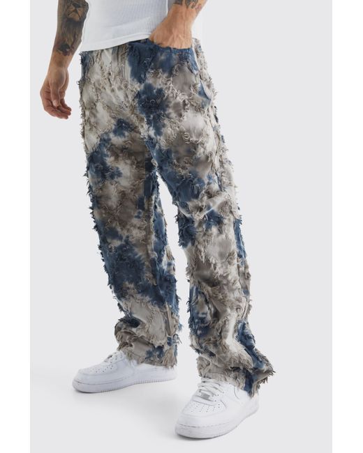 BoohooMAN Multicolor Fixed Waist Oil Camo Tapestry Trouser for men