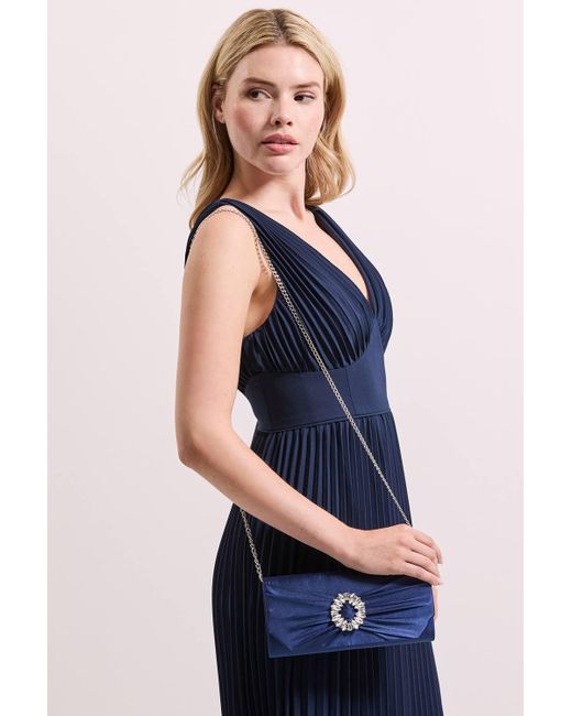 Dorothy Perkins Women's Blue Tyla Diamante Trim Satin Clutch Bag
