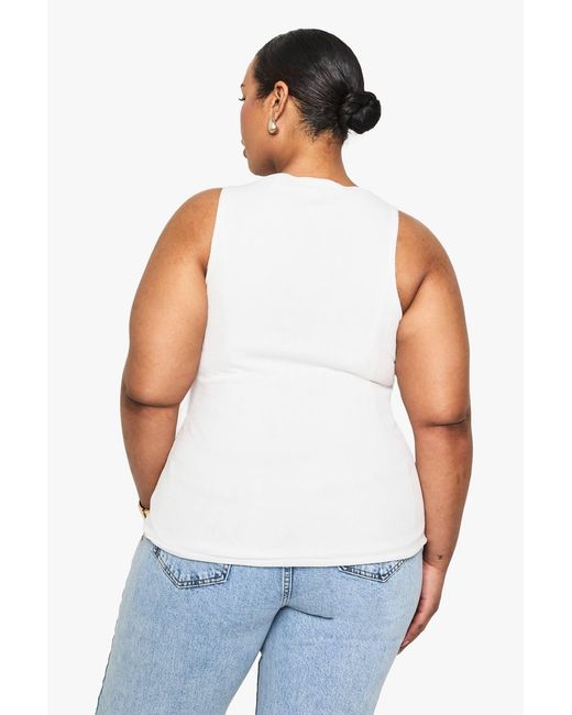 Boohoo White Plus Knitted Button Down Waistcoat