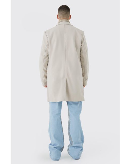 BoohooMAN Tall einreihiger Mantel aus Wollmischung in Blue für Herren