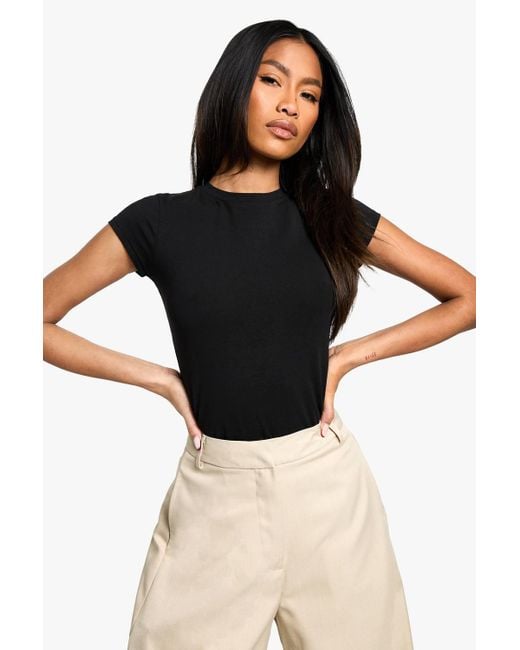 Boohoo Black Basics Crew Neck Short Sleeve Fitted T-Shirt
