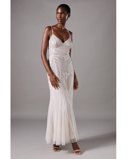 Coast Gray Deco Embellished Cami Maxi Dress