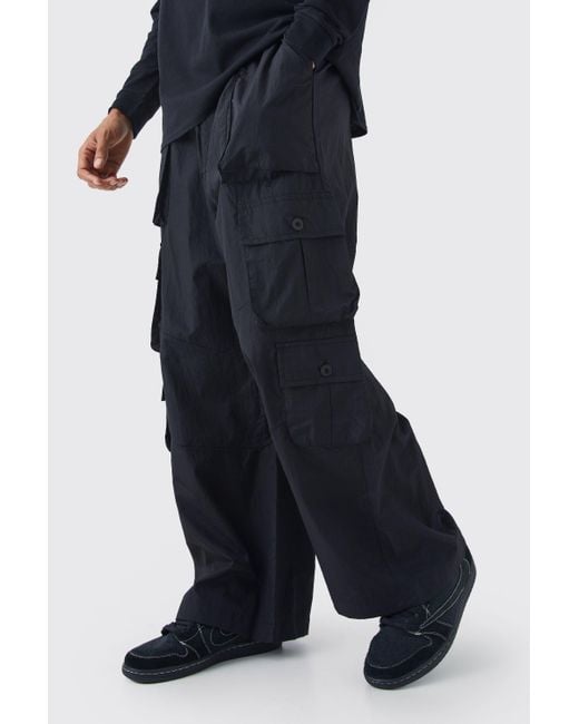 BoohooMAN Blue Parachute Multi Cargo Pocket Trouser for men