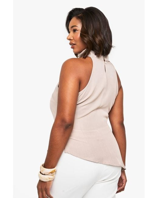 Boohoo Natural Plus Cowl Front Top