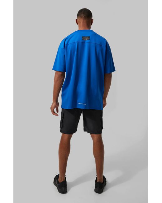 Boohoo Man Active Gym Oversize Performance T-Shirt in Blue für Herren