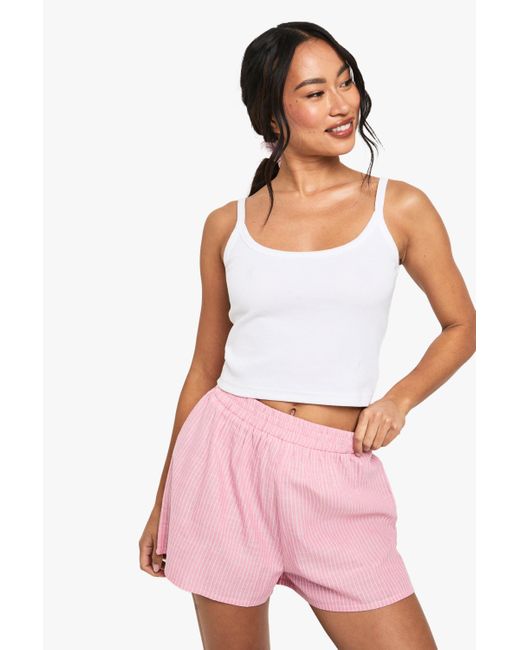 Boohoo Pink Cotton Pinstripe Pyjama Short