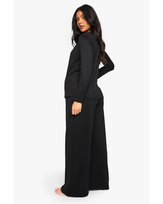 Boohoo Black Maternity Basic Shirt & Trouser Pj Set