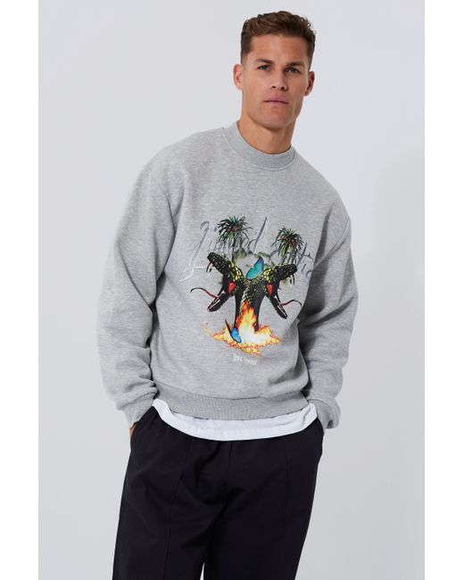 Boohoo Tall Oversized Boxy Extended Neck Sweatshirt in Gray for Men | Lyst