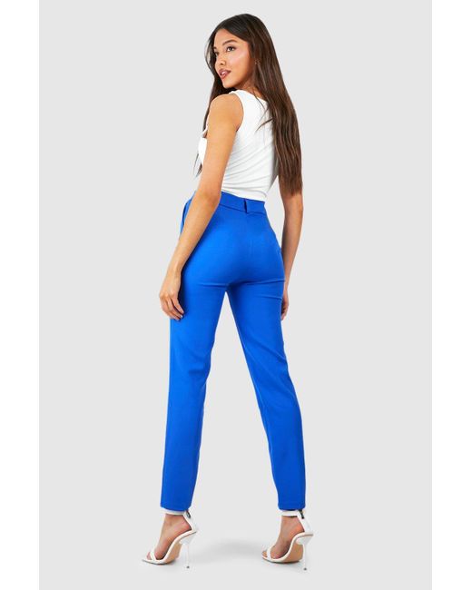 Boohoo Blue Slim Fit Ankle Grazer Tailored Pants