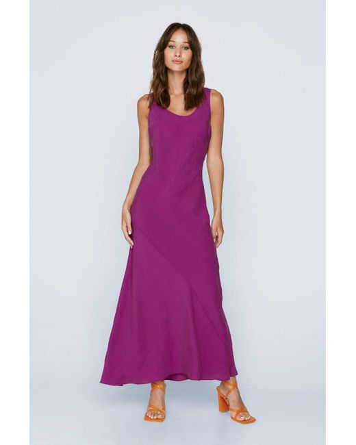 Nasty Gal Purple Petite Premium Scoop Neck Maxi Dress