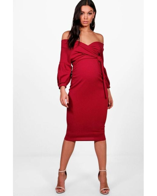 boohoo red midi dress