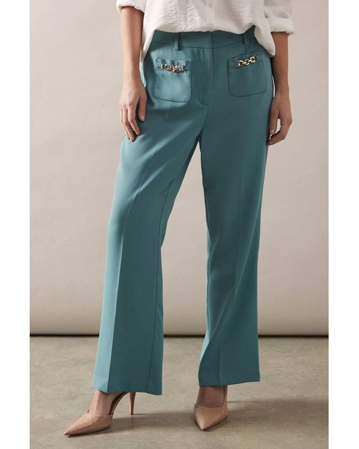 Wallis Green Petite Patch Pocket Wide Pants
