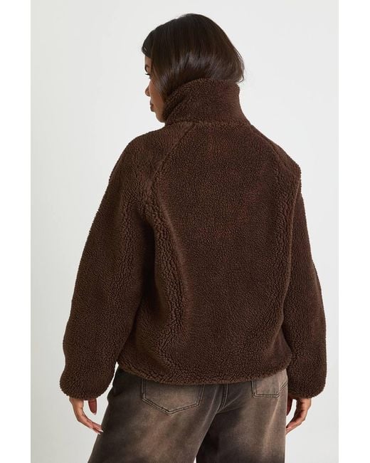 Boohoo Brown Oversized Teddy Jacket