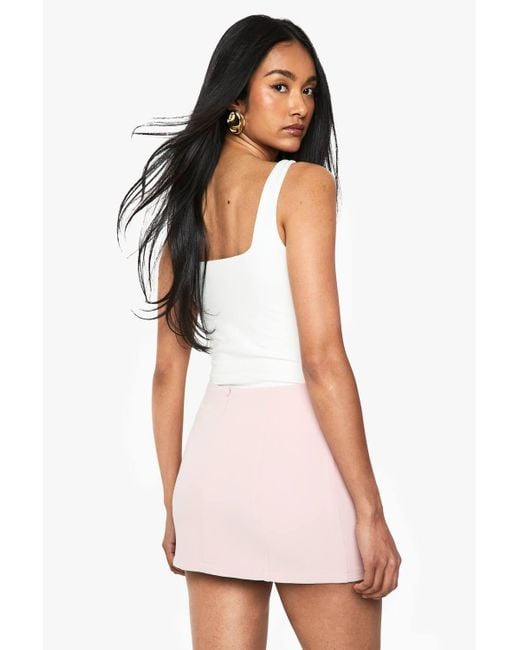 Boohoo White Split Front Micro Mini Skirt