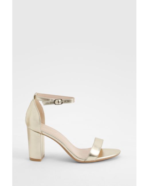 Boohoo Natural Mid Block Barely There Heels
