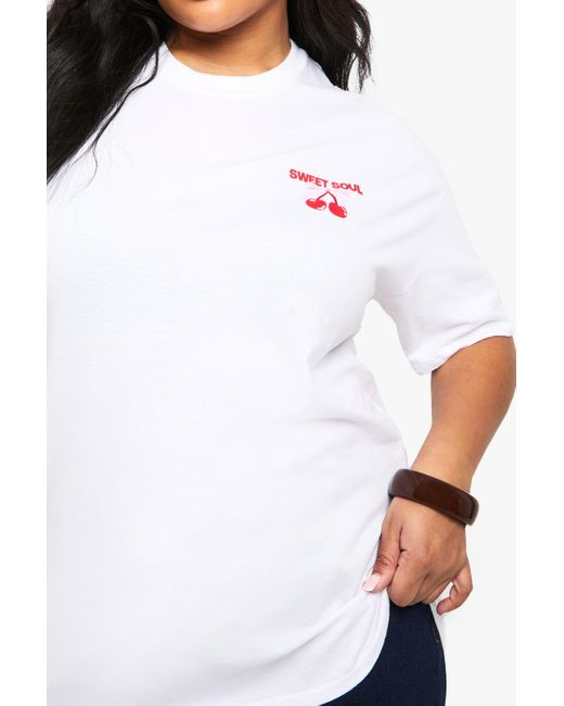 Boohoo White Plus Sweet Soul Oversized T-Shirt