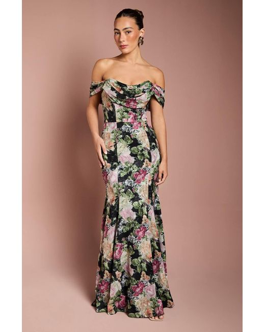 Coast Black Floral Bardot Maxi Dress