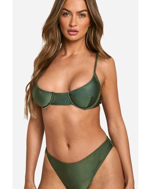 Boohoo Green Braided Underwired Bikini Top