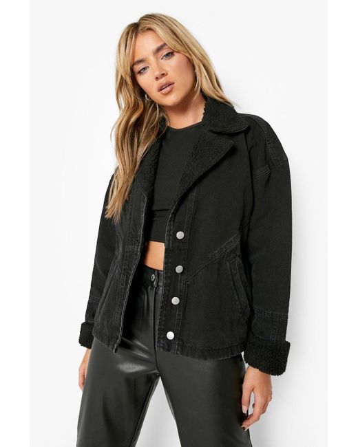 boohoo denim jacket black