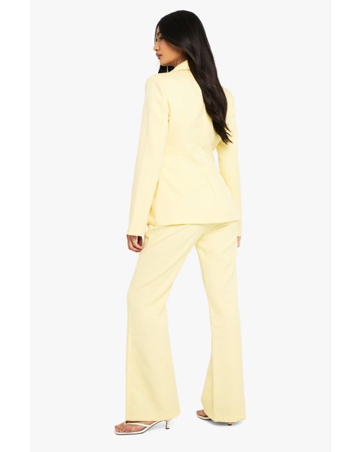 Boohoo Yellow Slim Flare Tailored Trouser
