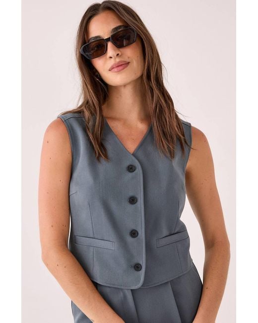 Nasty Gal Blue Tailored Boxy Button Through Waistcoat