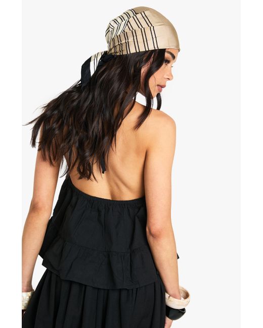 Camisola De Tela Con Ribete De Encaje Boohoo de color Black
