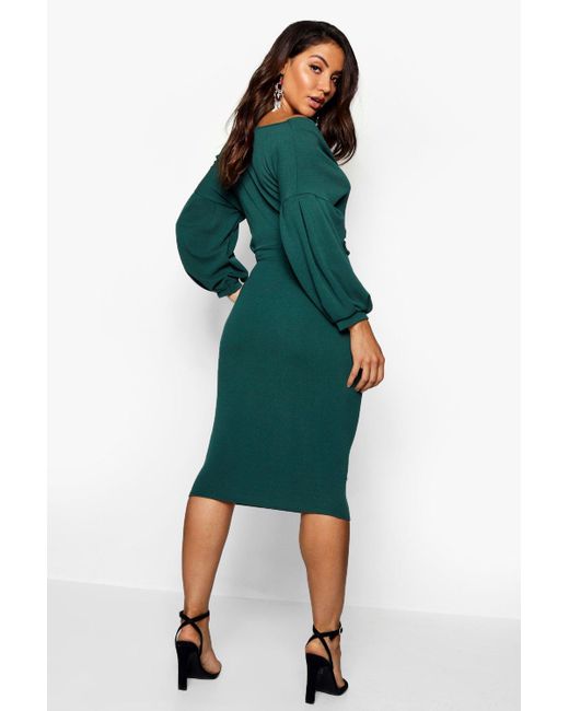 boohoo green midi dress