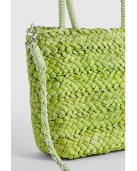 Straw Grab Bag Boohoo de color Green