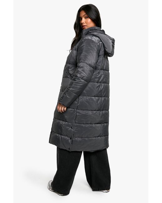 Abrigo Premamá Acolchado 3 En 1 Con Extensor Boohoo de color Black