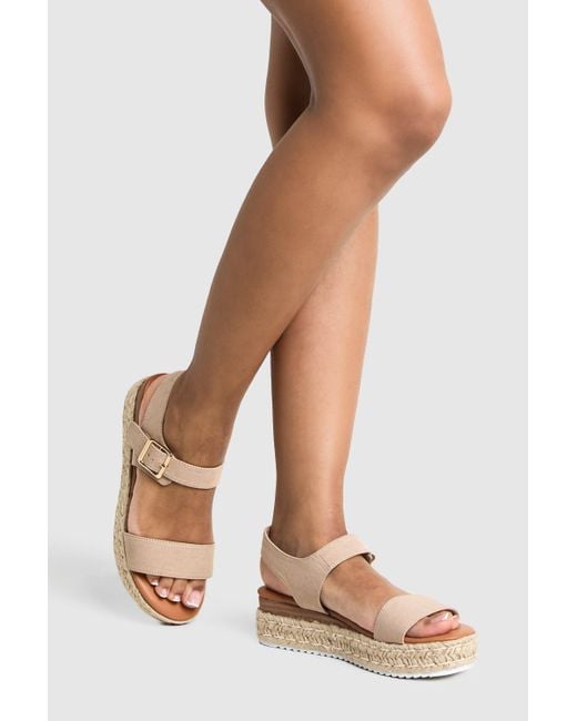 Sandalias De 2 Partes Con Plataforma Y Ante Sintético Con Hebilla Boohoo de color Natural