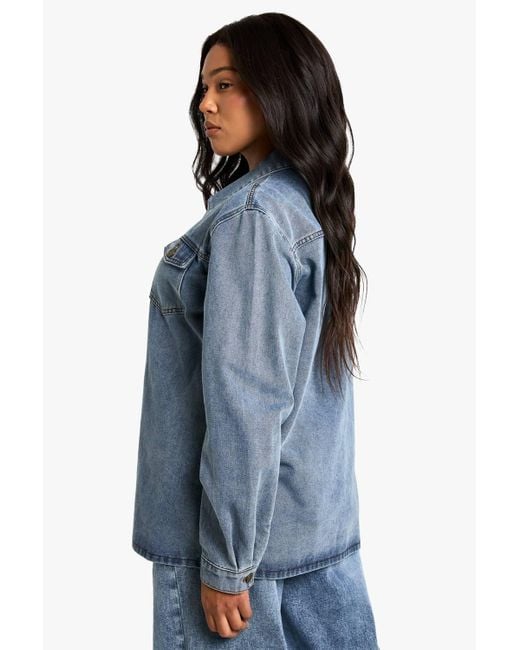 Boohoo Blue Plus Denim Shacket