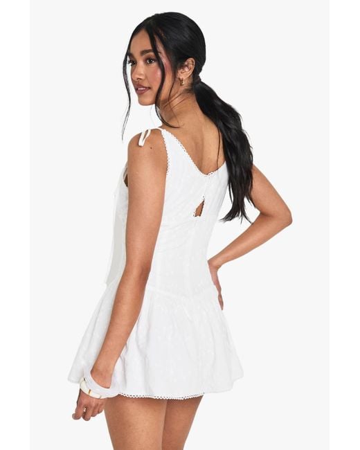 Boohoo White Broidery Flippy Romper