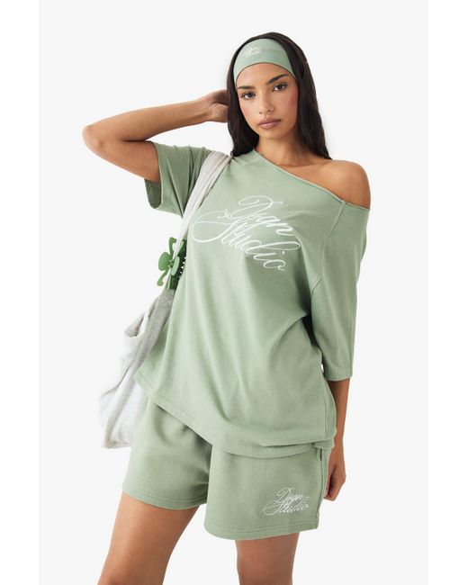 Camiseta Oversize Con Bordado Dsgn Studio Y Escote Barco DSGN Studio de color Green