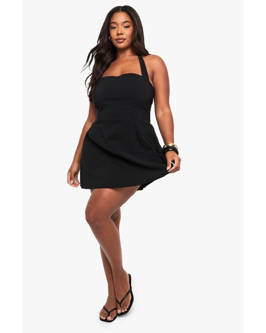 Vestido Plus Mini Con Escote Bardot Boohoo de color Black