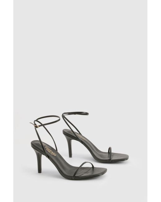 Boohoo Black Wide Fit Barely There Low Stiletto Heels