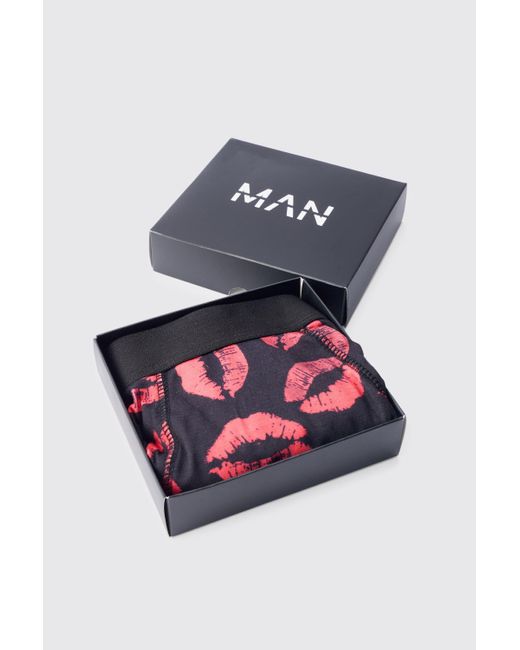 BoohooMAN Blue Lips Boxer Gift Set for men