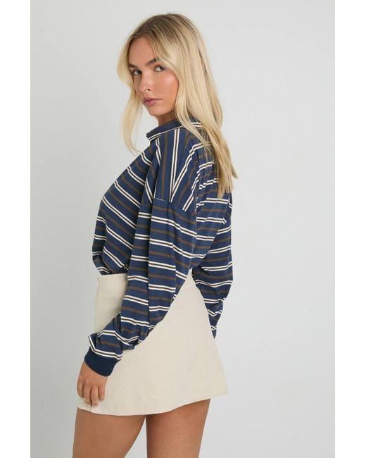Boohoo Blue Cord Mini A-Line Skirt