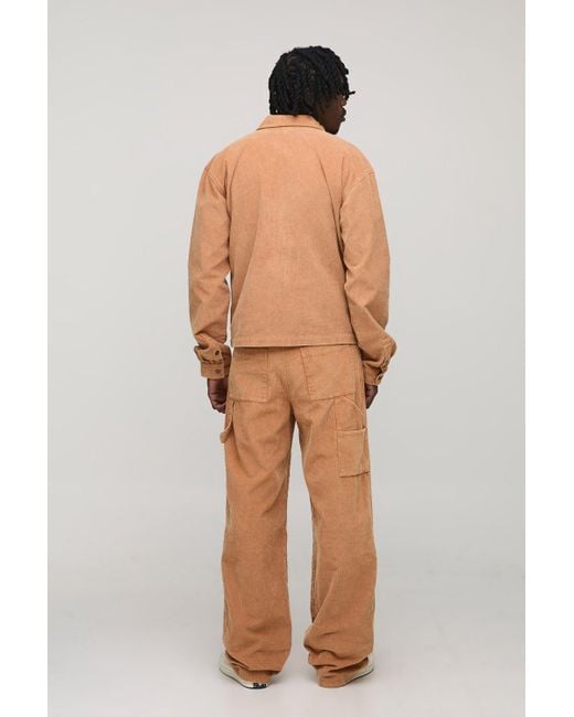 Boohoo Black Tall Washed Cord Relaxed Boxy Worker Jacket