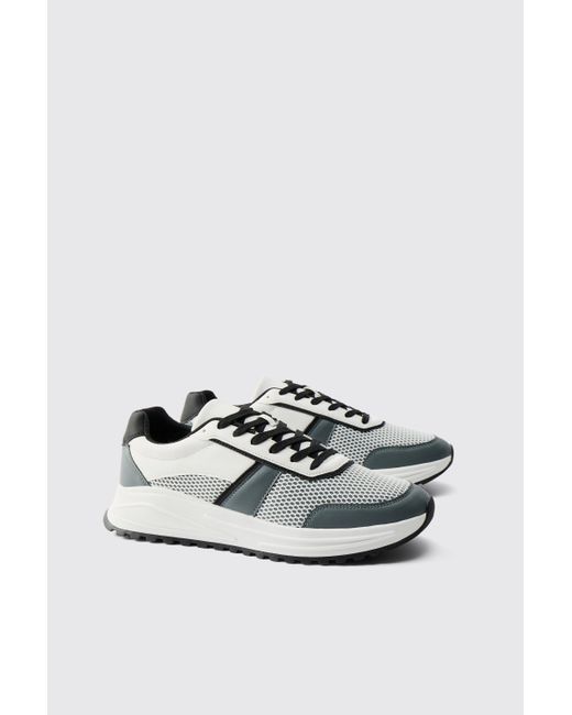 BoohooMAN Gray Chunky Mesh Trainers for men