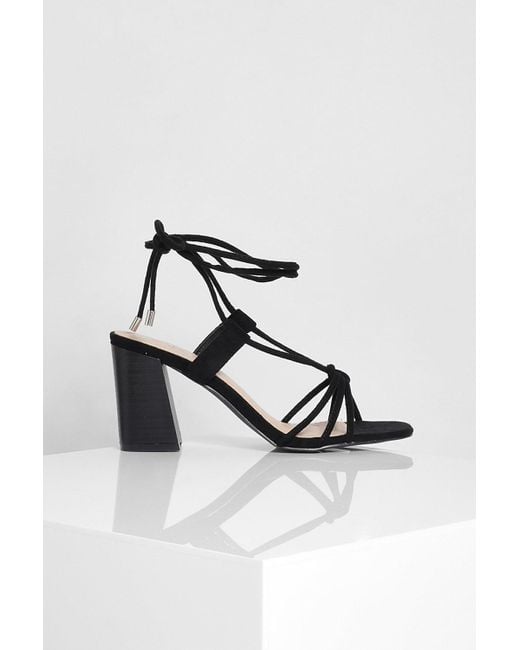 boohoo white block heels
