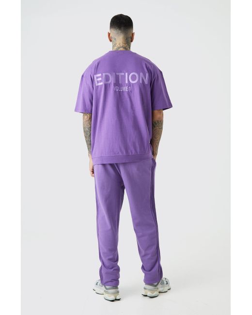 BoohooMAN Purple Tall Edition Oversized Heavyweight Zip Hem T-shirt for men
